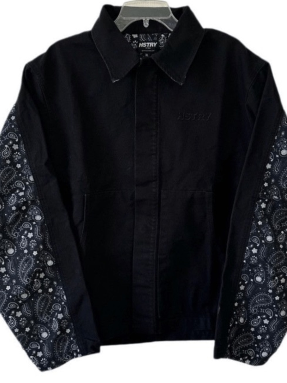 **NEW** HSTRY Black Jacket with Paisley Sleeve Panels sz M